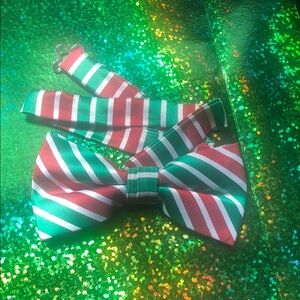 Christmas Stripe Bow Tie - Green & Red